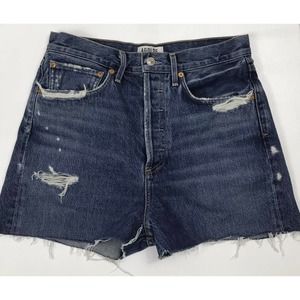 Agolde Los Angeles Premium Cut Off High Rise Destroyed Denim Jean Shorts Size 26